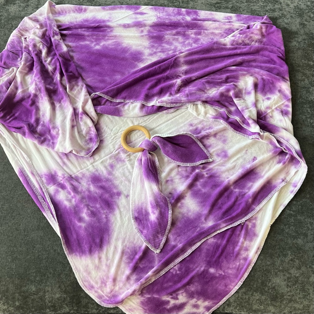 Tie Dye Swaddle and Wooden Teething Ring